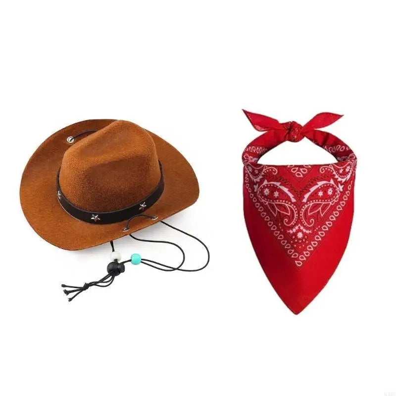 Dog Cowboy Hat with Bandana Costume