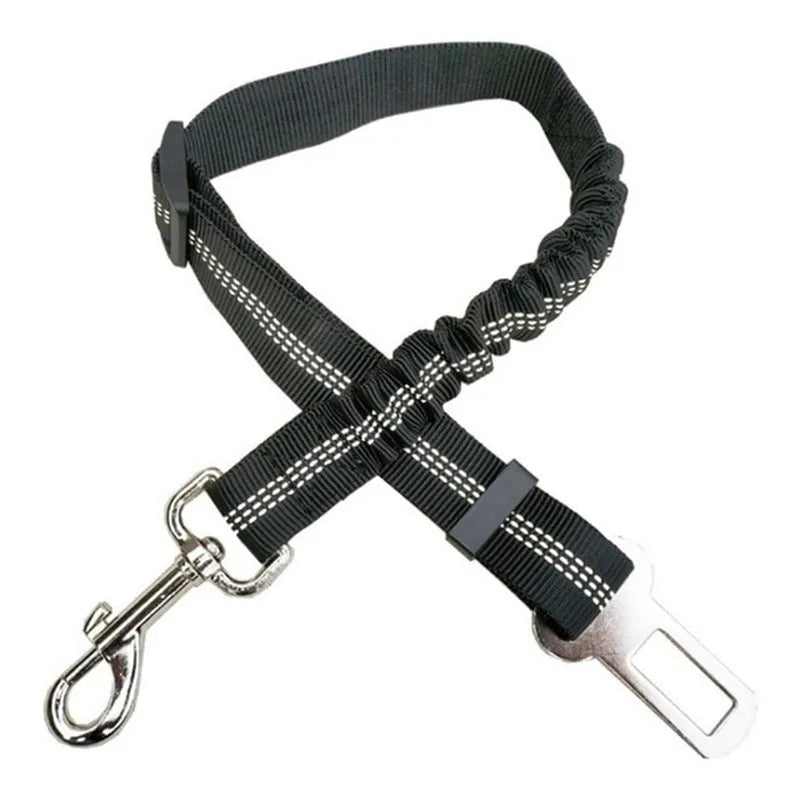 Dog Car Seat Belt — Adjustable Safety Tether with Elastic Buffer
