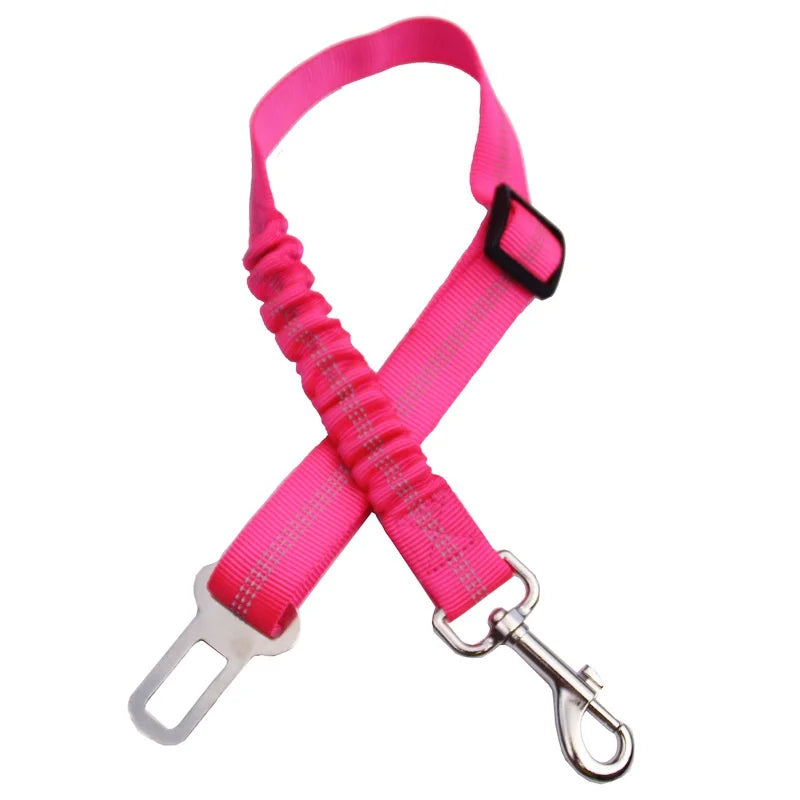Dog Car Seat Belt — Adjustable Safety Tether with Elastic Buffer