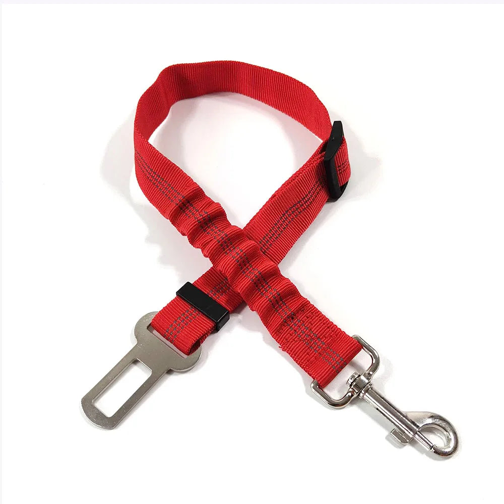 Dog Car Seat Belt — Adjustable Safety Tether with Elastic Buffer