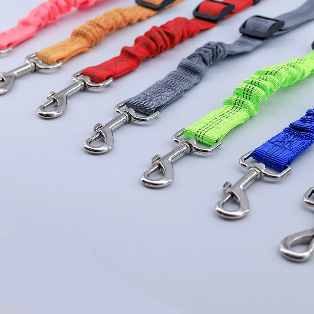 Dog Car Seat Belt — Adjustable Safety Tether with Elastic Buffer