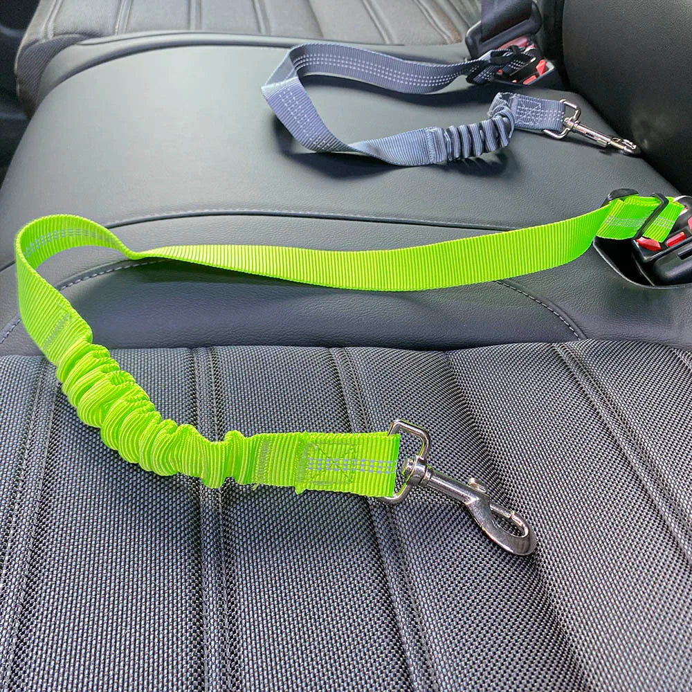 Dog Car Seat Belt — Adjustable Safety Tether with Elastic Buffer