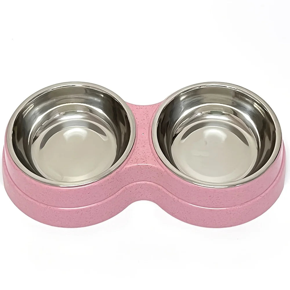 Stainless Steel Double Dog Bowl — Non-Skid Base