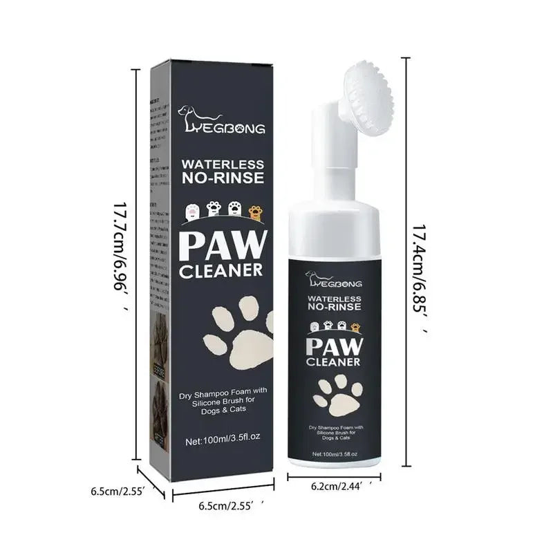 Waterless Paw Cleaning Foam with Brush — No-Rinse Formula (100ml)