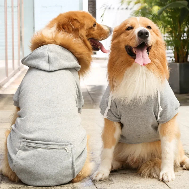 Fleece Dog Hoodie with Zip Pocket — For Big Dogs (XXL–5XL)