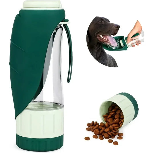 2-in-1 Dog Travel Bottle — Water Dispenser + Food Container