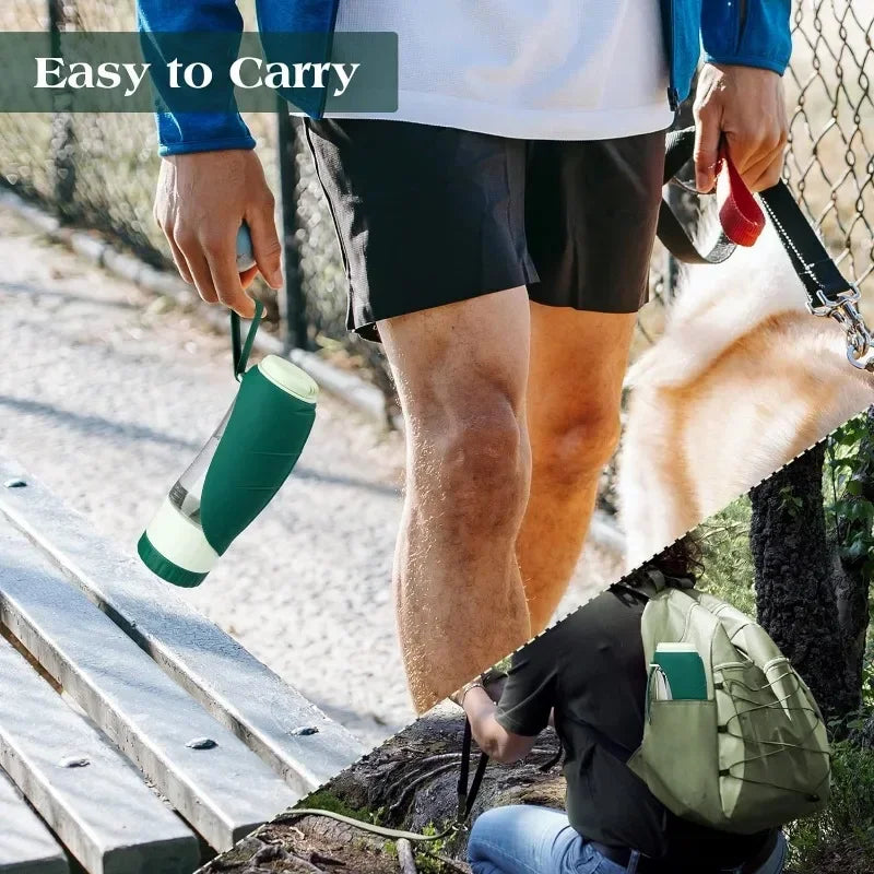 2-in-1 Dog Travel Bottle — Water Dispenser + Food Container