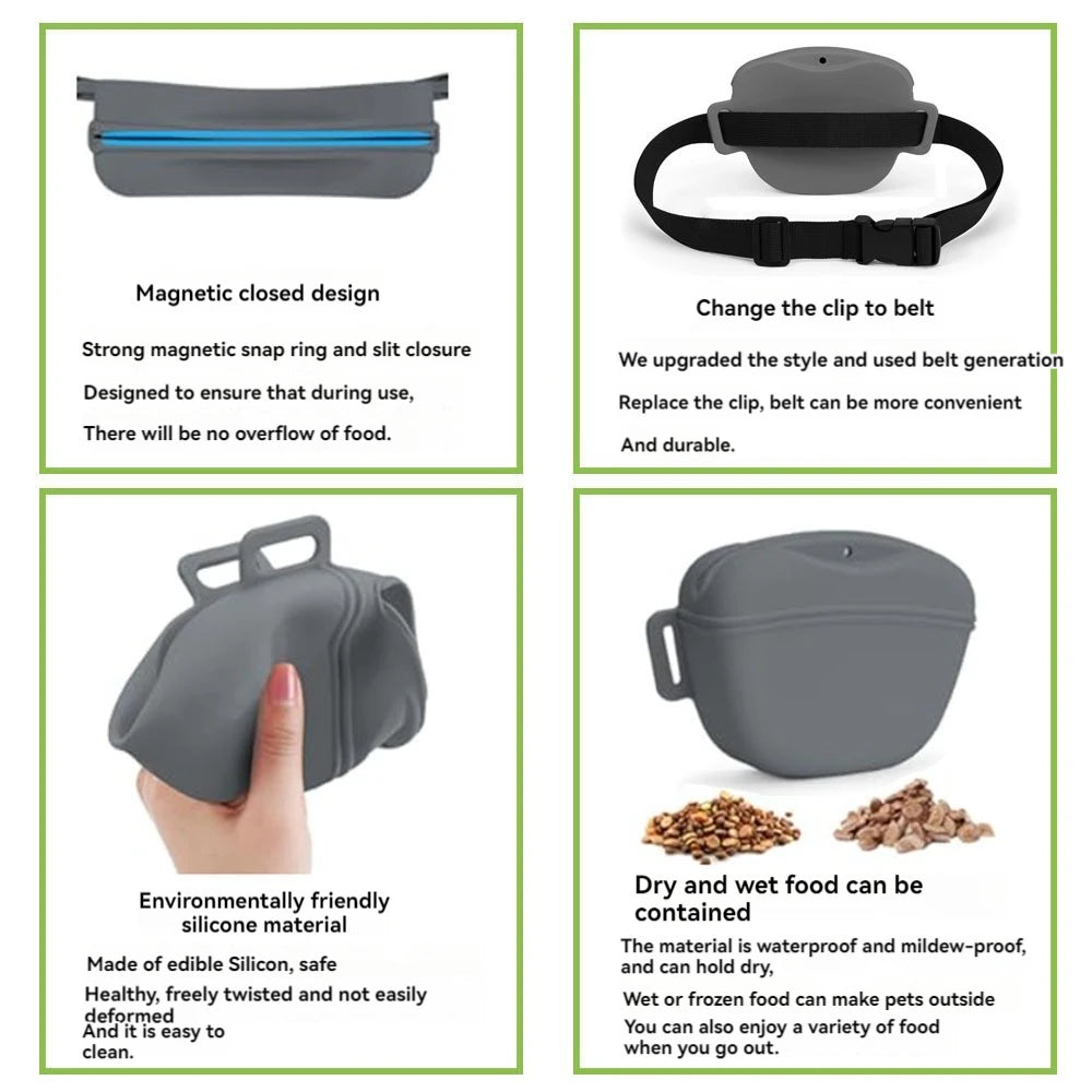 Silicone Treat Pouch — Clip-On Training Bag with Belt