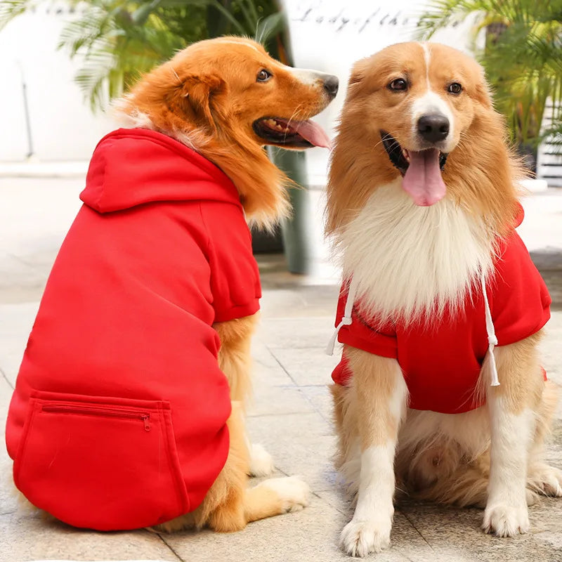 Fleece Dog Hoodie with Zip Pocket — For Big Dogs (XXL–5XL)
