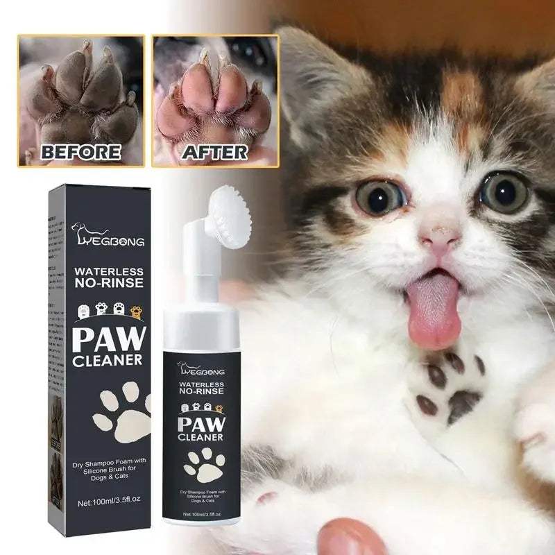 Waterless Paw Cleaning Foam with Brush — No-Rinse Formula (100ml)