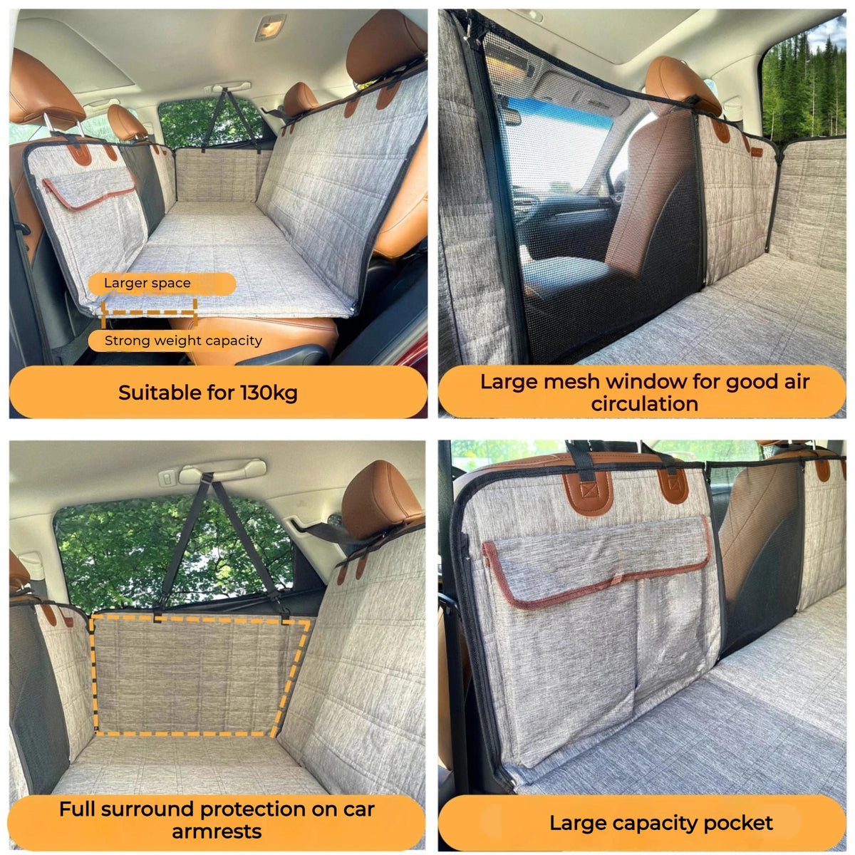 Heavy-Duty Back Seat Cover — Waterproof Dog Hammock for Cars, Trucks & SUVs