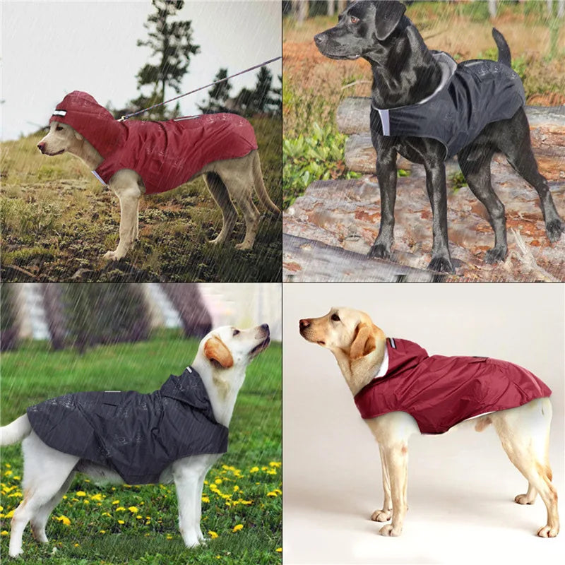 Waterproof Dog Raincoat with Hood & Reflective Stripe (S–6XL)