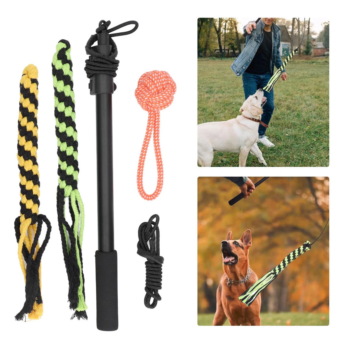 Extendable Flirt Pole Set — 3 Interchangeable Lures
