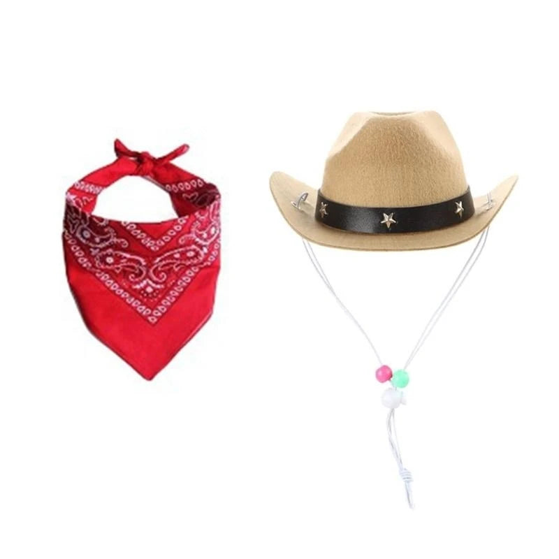 Dog Cowboy Hat with Bandana Costume