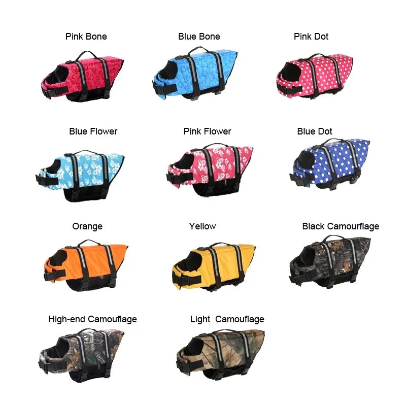 Dog Life Jacket — Adjustable Flotation Vest with Reflective Strips (XXS–XXL)