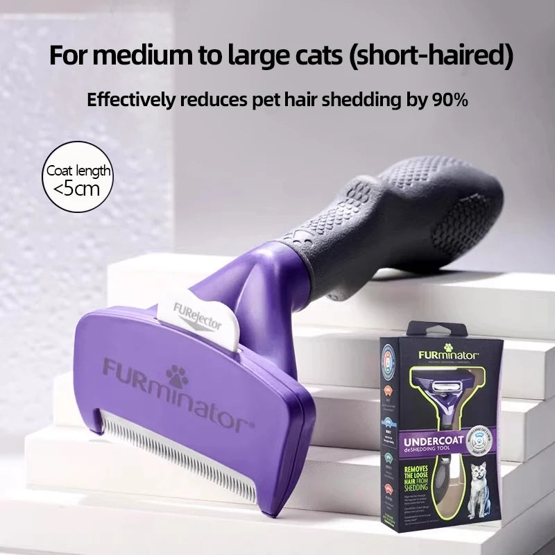 Pro Deshedding Brush for Dogs & Cats — Long or Short Coats