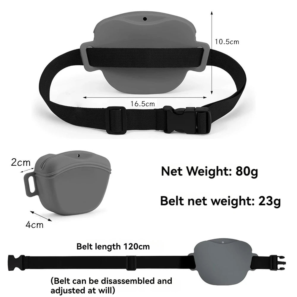 Silicone Treat Pouch — Clip-On Training Bag with Belt