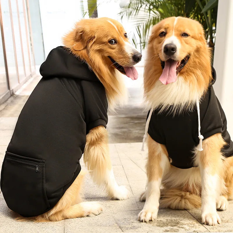 Fleece Dog Hoodie with Zip Pocket — For Big Dogs (XXL–5XL)