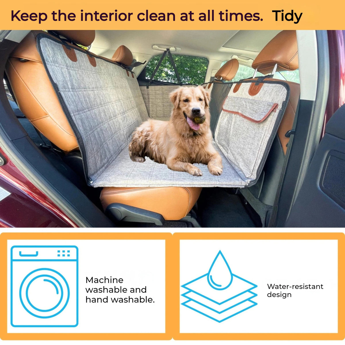 Heavy-Duty Back Seat Cover — Waterproof Dog Hammock for Cars, Trucks & SUVs