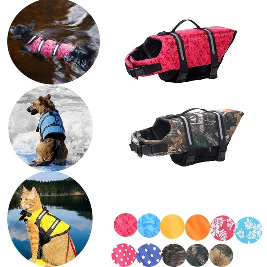 Dog Life Jacket — Adjustable Flotation Vest with Reflective Strips (XXS–XXL)