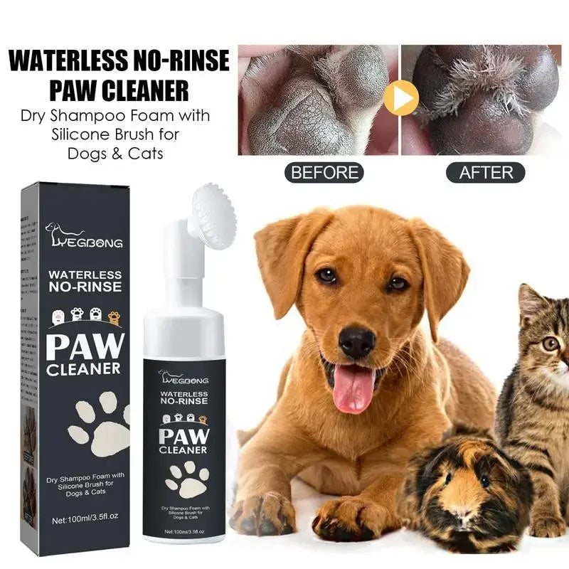Waterless Paw Cleaning Foam with Brush — No-Rinse Formula (100ml)