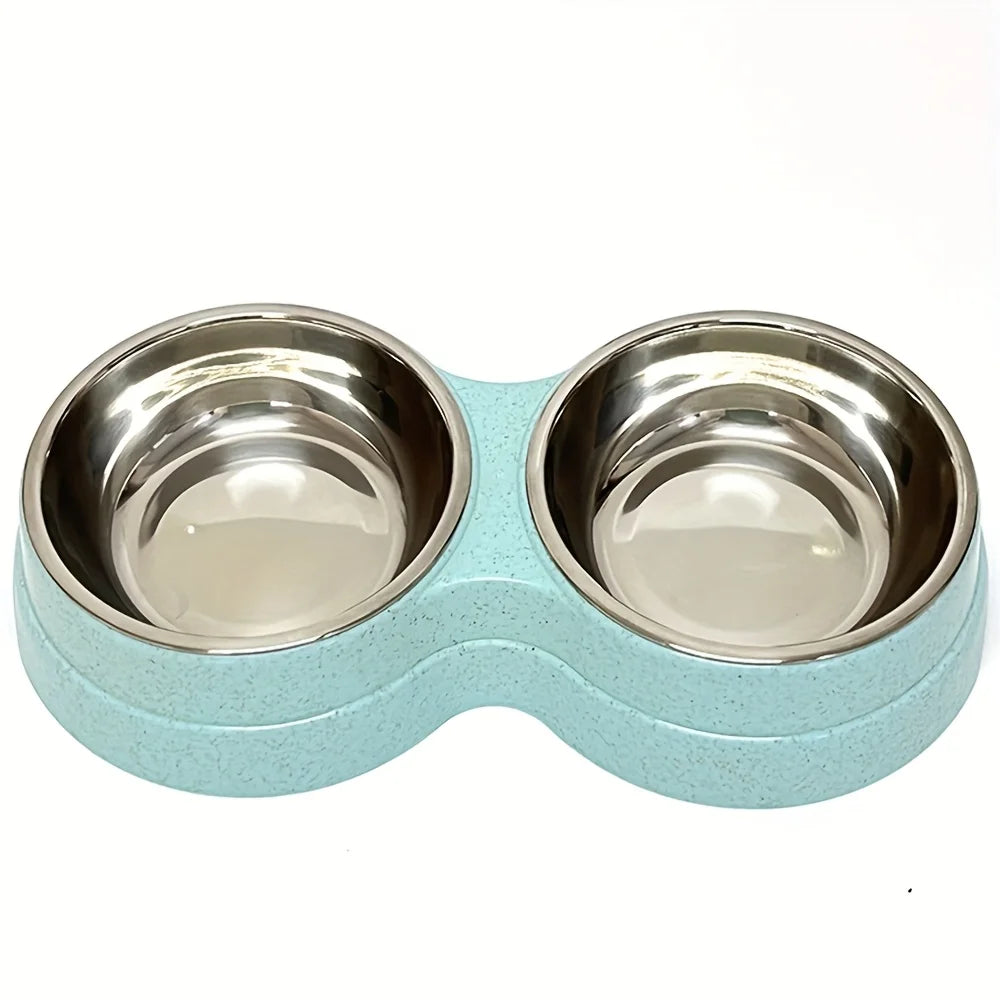 Stainless Steel Double Dog Bowl — Non-Skid Base