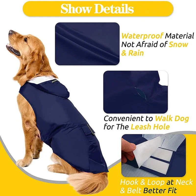 Waterproof Dog Raincoat with Hood & Reflective Stripe (S–6XL)
