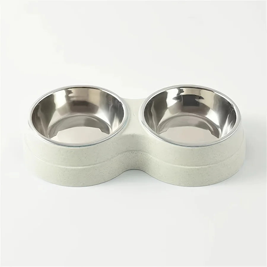 Stainless Steel Double Dog Bowl — Non-Skid Base