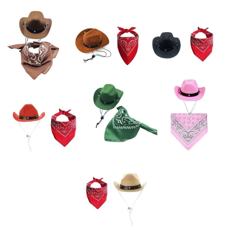 Dog Cowboy Hat with Bandana Costume