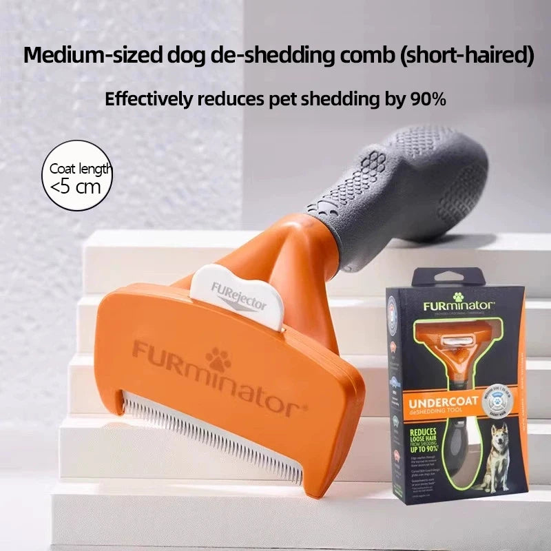 Pro Deshedding Brush for Dogs & Cats — Long or Short Coats