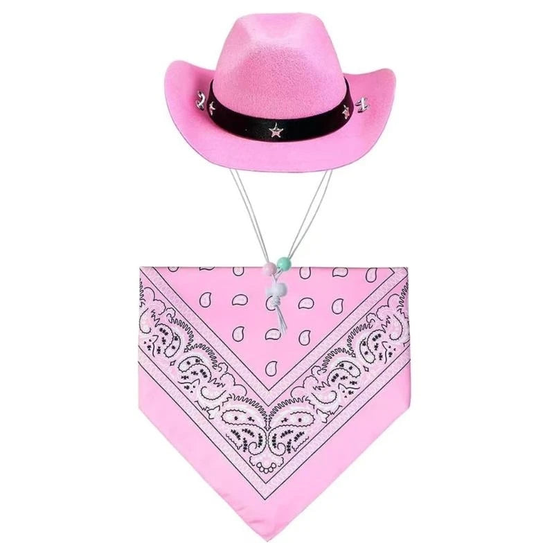 Dog Cowboy Hat with Bandana Costume