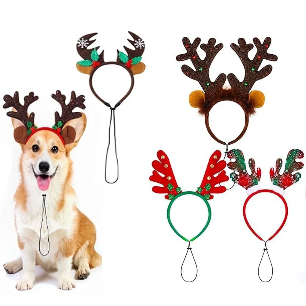 Reindeer Antlers Dog Headband — Holiday Costume for Medium & Large Dogs