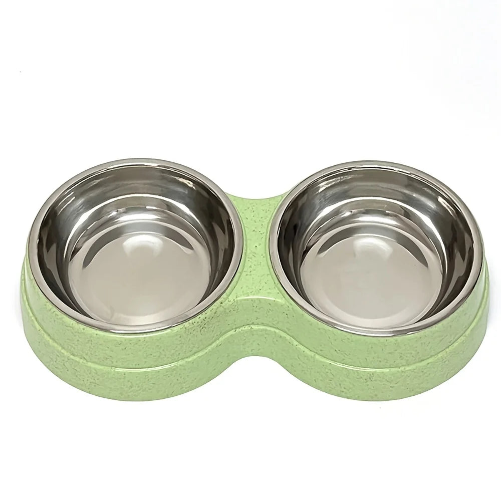 Stainless Steel Double Dog Bowl — Non-Skid Base