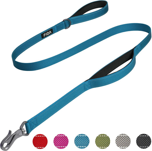 Double-Handle Dog Leash — 5 ft, Padded Grips & Reflective Stitching